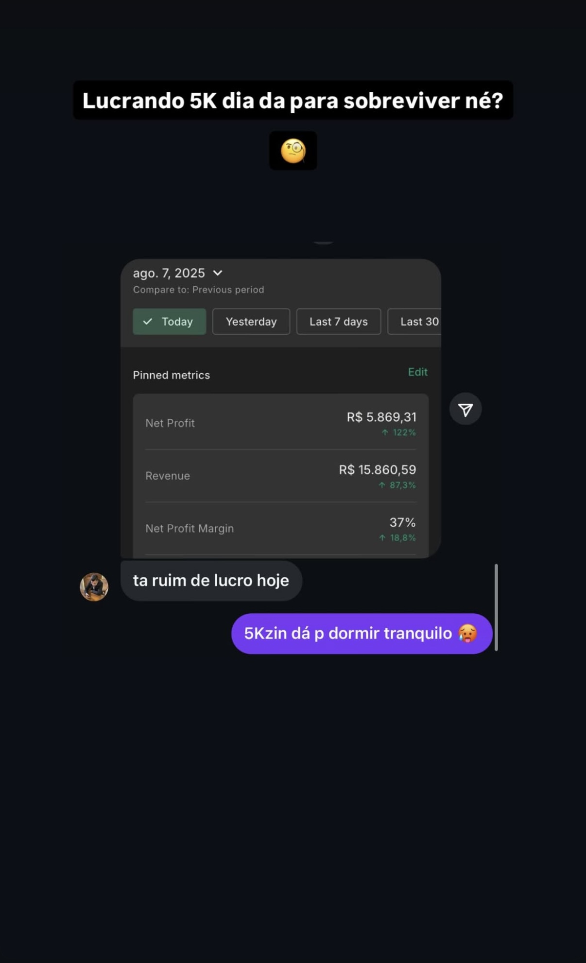 Print de resultado de aluno da mentoria